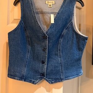 Madewell Blue Denim Button Down Vest